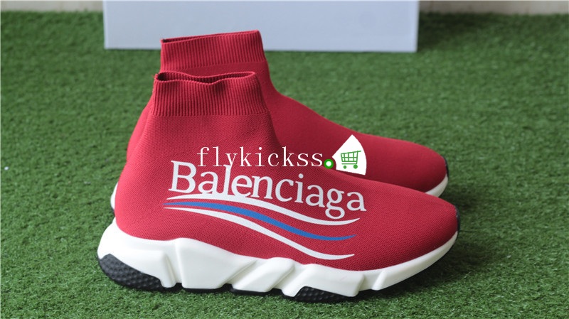 Balenciaga Pattern Speed Trainer Sock Red